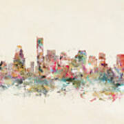 Boston City Skyline Poster