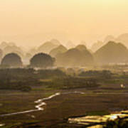 Karst Mountains Scenery In Sunset #4 Poster