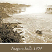 Niagara Falls With Sightseeing Boat, 1904, Vintage Photograph Poster