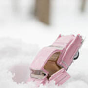 Toy Cadillac In The Snow #4 Poster