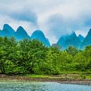 Karst Mountains And Lijiang River Scenery #59 Poster