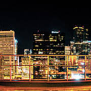 Charlotte North Carolina Skyline View At Night From Roof Top Res #6 Poster