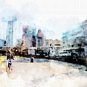 City Life In Watercolor Style #6 Poster