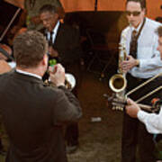 The Del Mccoury Band And The Preservation Hall Jazz Band Backstage At Bonnaroo #8 Poster