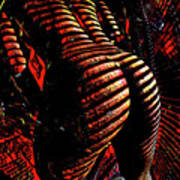 6799s-nlj Zebra Striped Nude Booty By Window Rendered As Abstract Oil In Reds Poster