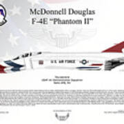 Mcdonnell Douglas F-4e Phantom Ii Thunderbird Flag Background #1 Poster