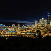 Seattle Skyline At Night #8 Poster