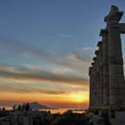 Temple Of Poseidon During Sunset #8 Poster