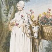 A Milkmaid And A Donkey Carrying Poster