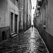 A Shadow - Troia, Italy - Black And White Street Photography Poster