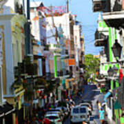 A Street Scene In  Old San Juan Puerto Rico Poster