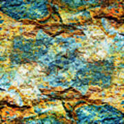 Abstract Nature Tropical Beach Rock Blue Yellow And Orange Macro Photo 472 Poster