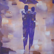 Abstract Walk In The Rain Poster