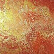 Acrylic Dirty Pour With Red Yellows, Orange And Gold Poster