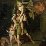 Aeneas Fleeing With His Father Poster