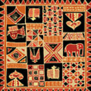 African Folk Art Batik Poster