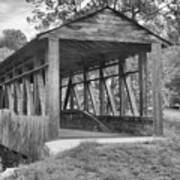 After The Rain At Cuppett's Covered Bridge Black And White Poster