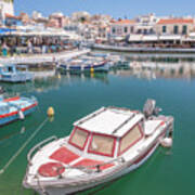 Agios Nikolaos Boat In Lagoon Poster