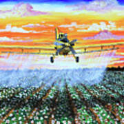 Air Tractor At Sunset Over Cotton Poster