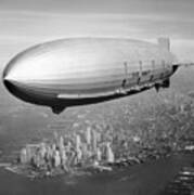 Airship Flying Over New York City Poster
