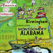 Alabama Fun Map Poster