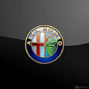 Alfa Romeo - 3 D Badge On Black Poster