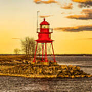 Alpena Harbor Lighthouse  At Sunset Poster