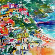 Amalfi Coast Positano Travel Art Poster