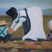 Amish Picking Peas Poster