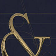 Ampersands - Gold On Slate Gray. Poster