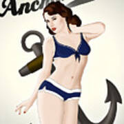 Anchors Aweigh - Classic Pin Up Poster