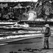 Angler On The Beach Poster