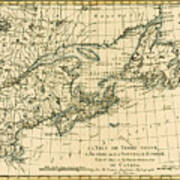 Antique Map Of Eastern Canada Poster