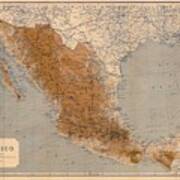 Antique Maps - Old Cartographic Maps - Antique Map Of Mexico, 1919 Poster