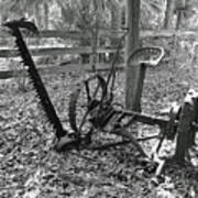 Antique Mower B W Poster