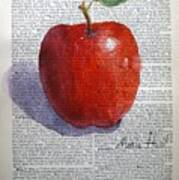 Kattywompus Apple On Antique Paper Poster