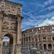 Arch Of Constantine And Roman Colosseum Poster