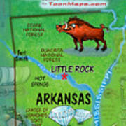 Arkansas Fun Map Poster