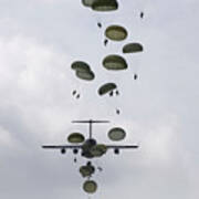 Army Soldiers Jump Out Of A C-17 Poster
