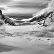 Athabasca Glacier Blues Black And White Poster