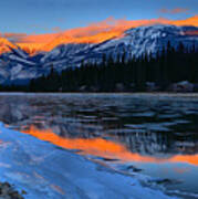 Athabasca River Sunset Reflections Panorama Poster