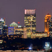 Atlanta Skyline At Night Downtown Midtown Color Panorama Poster