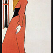 Aubrey Beardsley - Girl In Red Gown - Vintage Advertising Poster Poster