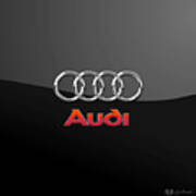 Audi 3 D Badge On Black Poster