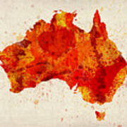 Australia Watercolor Map Art Print Poster