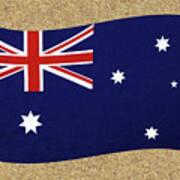Australian Flag On Sand By Kaye Menner Poster