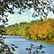 Autumn Along The New River - Bisset Park - Radford Virginia Poster