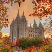 Autumn At Temple Square Poster