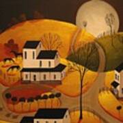Autumn Evening Graze - A Folkartmama Original - Folk Art Poster