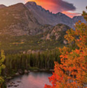 Autumn Sunrise Over Longs Peak Poster